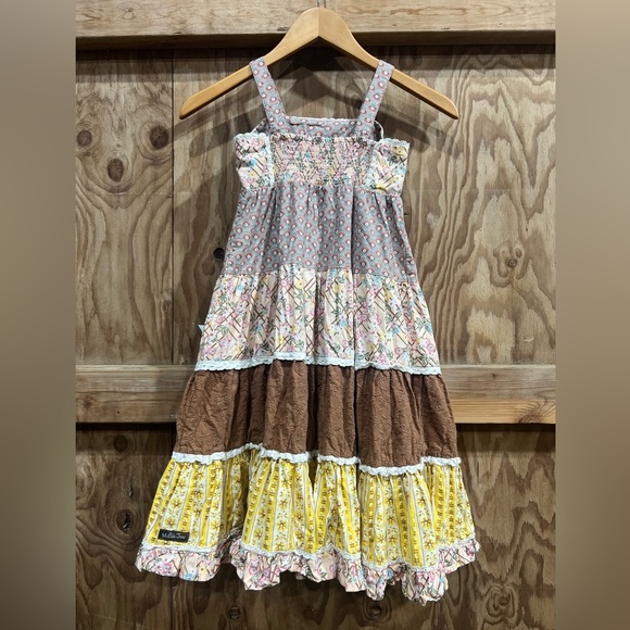 Matilda Jane Arabella Rainbow Print Dress Crochet Accent Ruffles Little Girls 6 - Picture 2 of 9